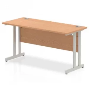 Image of Impulse 1400/600 Rectangle Silver Cantilever Leg Desk Oak