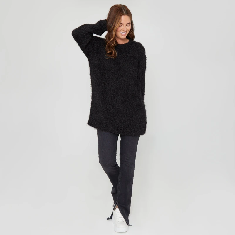 Image of Be You Fluffy Jumper Womens - Black 8 - 10