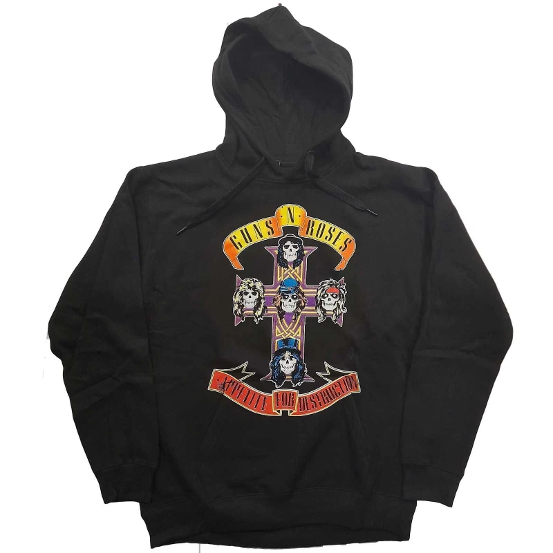 Image of Guns N' Roses Guns N Roses Men Appetite For Destruction Hoodie in Black Size: X-Large Black XL Male 5063238461406