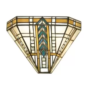Image of Lloyd 1 Light Indoor Wall Uplighter Dark Bronze with Tiffany Glass, E14