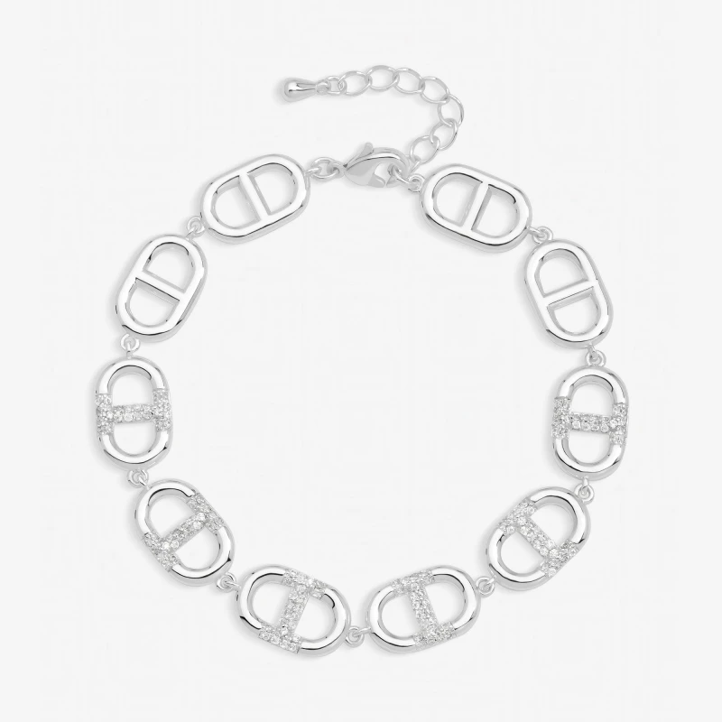 Image of Jon Richard Womens Silver Plated & Crystal Link Bracelet Silver Female One Size