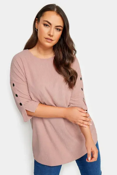Image of Yours Soft Touch Button Top Pink
