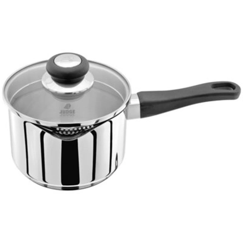 Image of Judge Vista Non-Stick Draining Saucepan With Shatterproof Vented Glass Lid 16Cm / 1.5L - Silver