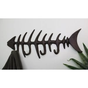 Image of Rustic Cast Iron Wall Hooks, Fish Skeleton