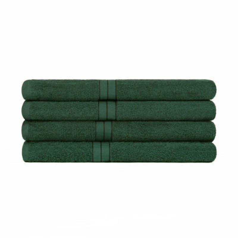 Image of OHS OHS 4 Pack of 100% Cotton Bathroom Hand Towel in Dark Green Dark Green Hand Towel Unisex 5027434162000