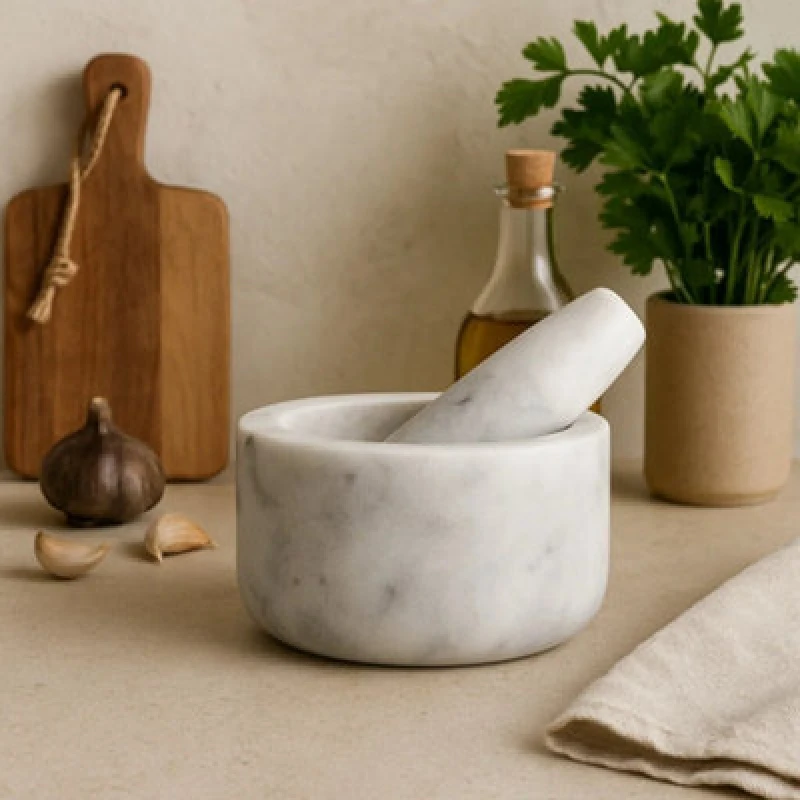 Image of Premier Housewares Salerno Grey Marble Straight Mortar And Pestle Grey