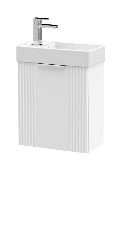 Image of Balterley Retro Wall Hung Bathroom Vanity Basin Unit - 400mm - Satin White White Unisex