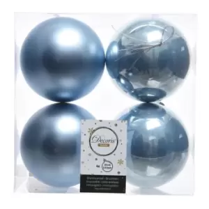 Image of Kaemingk Shatterproof Plain Christmas Baubles (Pack Of 4) (10cm) (Sea Blue) - Sea Blue