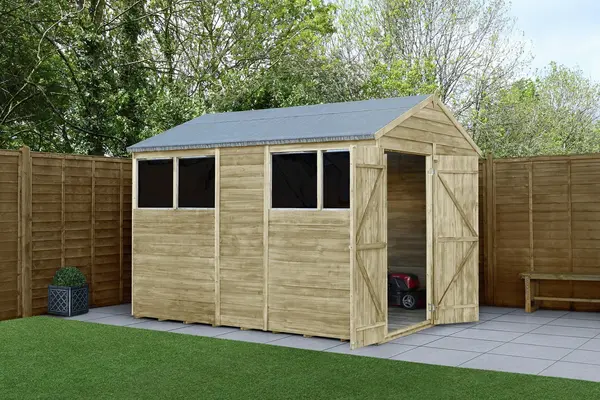 Image of Forest Garden Forest 4Life Overlap Pressure Treated Apex Shed - 10 x 6ft