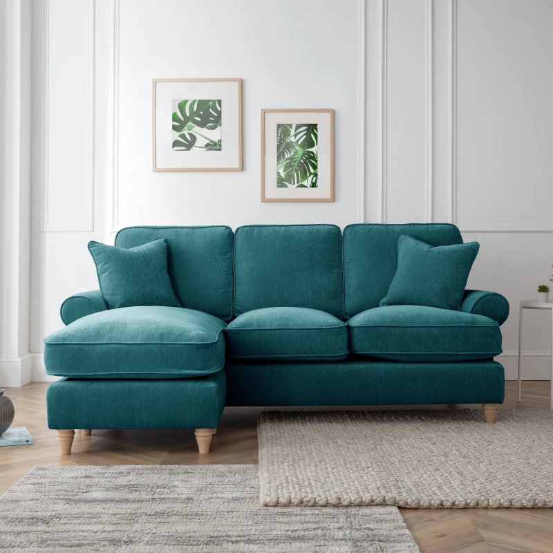 Image of The Great Sofa Company Ezra Left Hand Chaise Sofa Manhattan Emerald Emerald Unisex