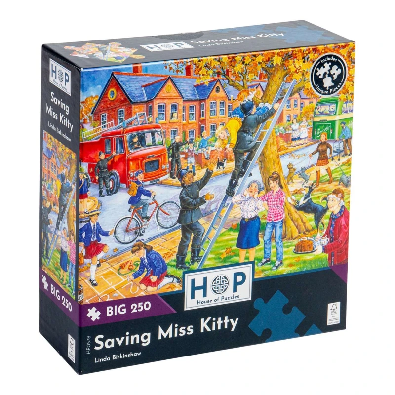 Image of The House Of Puzzles Saving Miss Kitty, BIG 250 Piece Jigsaw Puzzle Multi unisex
