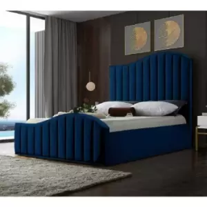 Image of Magnifik Upholstered Beds - Plush Velvet, King Size Frame, Blue - Blue