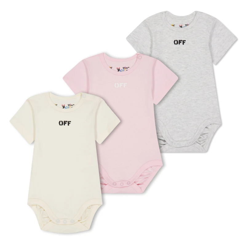 Image of Off White Kids Short-Sleeve 3 Pack Bodysuit Set Multicolor female 9-12 Mnth