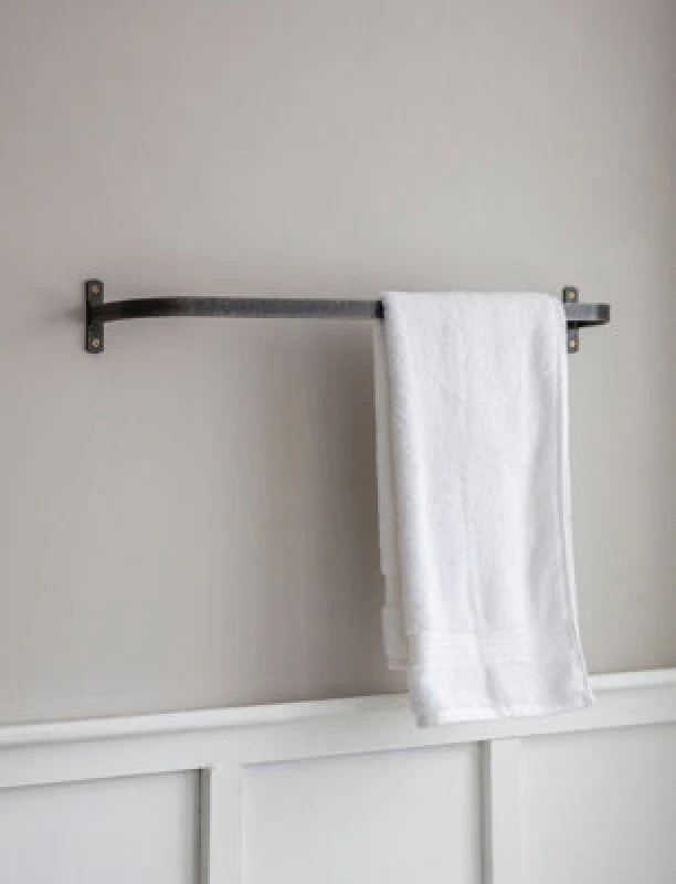 Image of Garden Trading Farringdon Bathroom Small Metal Towel Rail Bar Holder Grey Steel Industrial