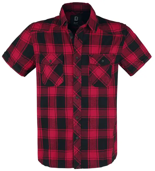 Image of Brandit Checkshirt Short Sleeve Shirt, black-red, Size 6XL