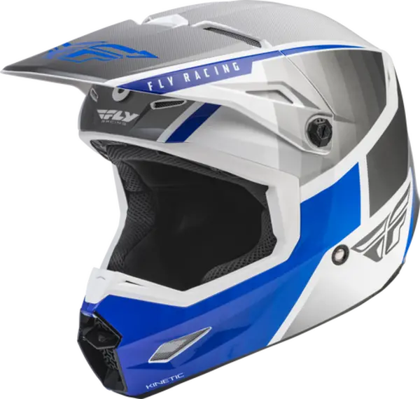 Image of FLY Racing Kinetic Drift Blue Charcoal White Offroad Helmet Size XS
