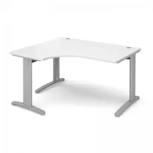 Image of TR10 deluxe left hand ergonomic desk 1400mm - silver frame and white