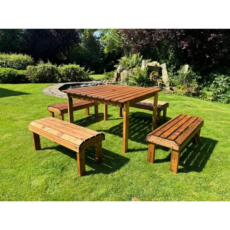 Image of Charles Taylor Eight Seater Garden Furniture Table Set - L160xW170xH80cm - Green in Light Brown Light Brown Unisex