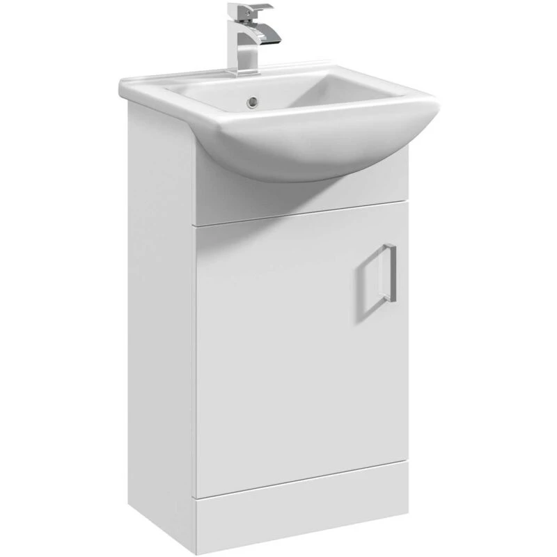Image of Mayford 1 Door Vanity Unit with Square Basin Gloss White