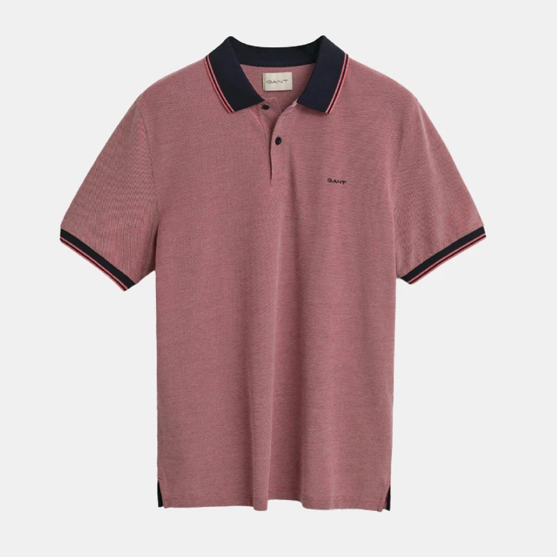 Image of Gant 4-Colour Short Sleeved Oxford Pique Polo Shirt Red male M