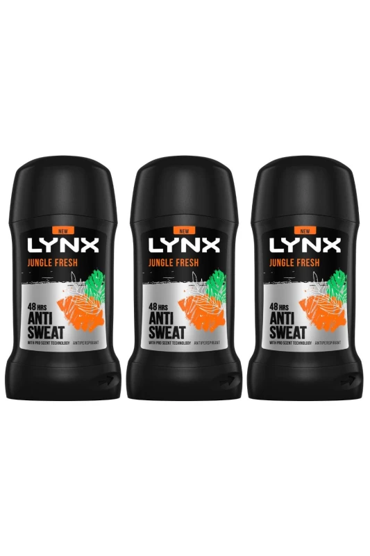 Image of Lynx Anti-Perspirant 'Deodorant Stick' 48H Protection 50ml 3pk Green male