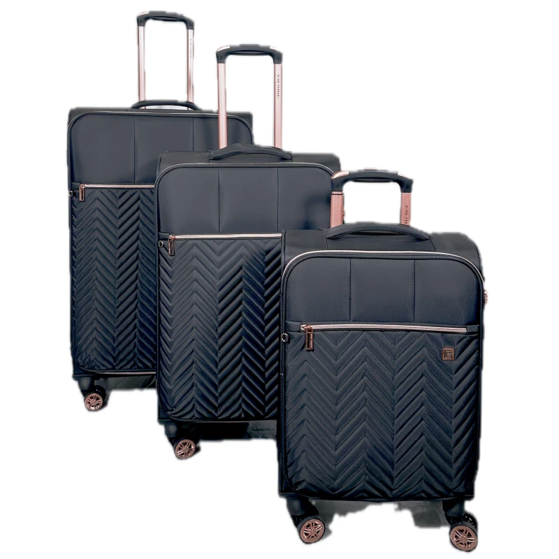 Image of Gino Ferrari Biella 3-Pc Soft Luggage Set Cabin & Hold Cases Black Gfl009-3 unisex S+M+L