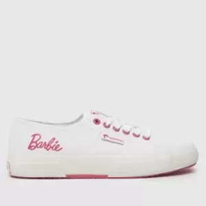 Image of Superga 2750 Barbie Logo Trainers In White & Pink