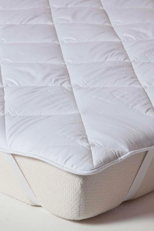 Image of Homescapes Luxury Extra Thick 500 GSM Cotton Mattress Topper in White Size: King White Unisex King