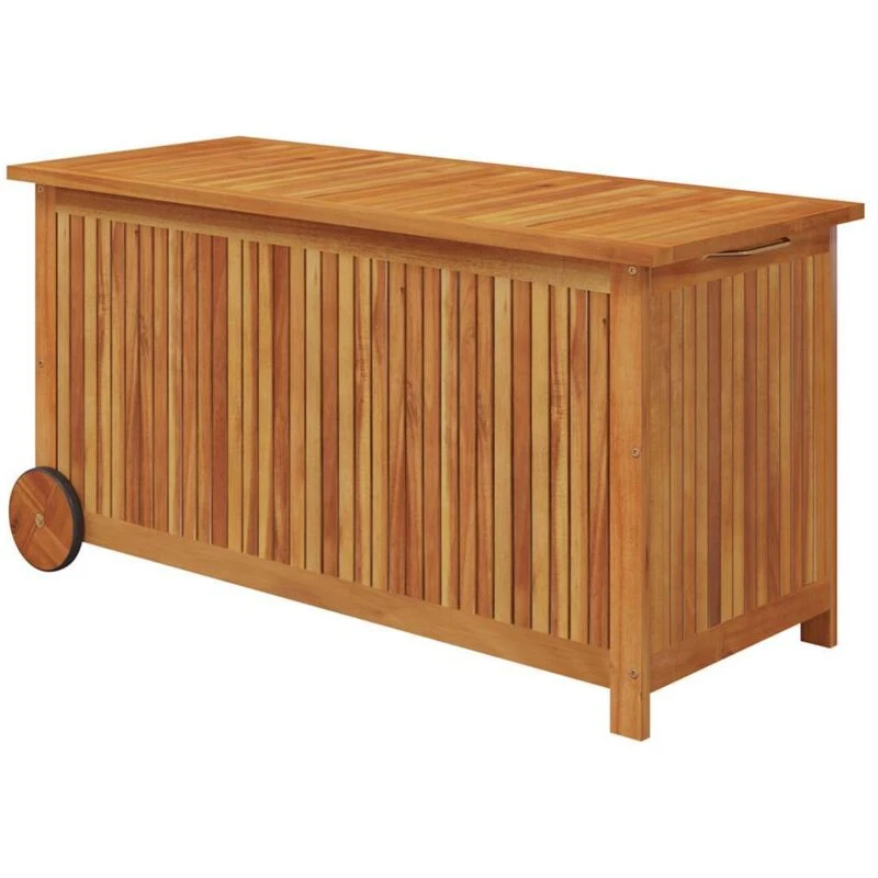 Image of vidaXL Garden Storage Box with Wheels 113x50x58cm Solid Wood Acacia, Brown 319712