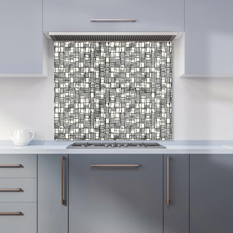 Image of Warren Reed - Designer Irregular Sketched Block Textured Kitchen Splashback in Grey Size: 600mm x 650mm Grey Unisex 600mm x 650mm