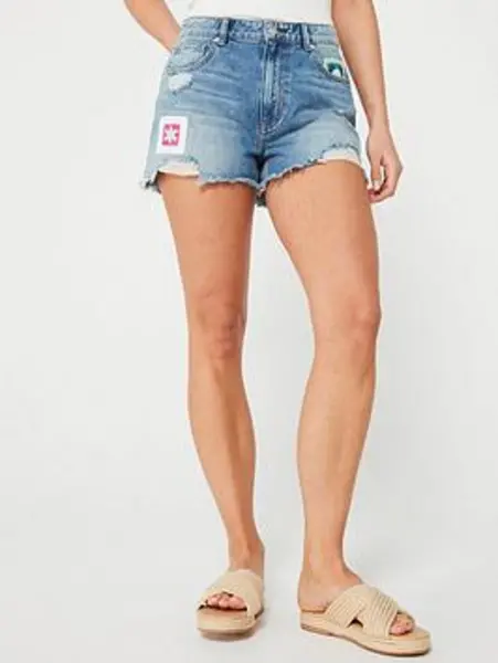 Image of Only Medium Blue Zuma Crochet Denim Short Blue Female S 216646UK