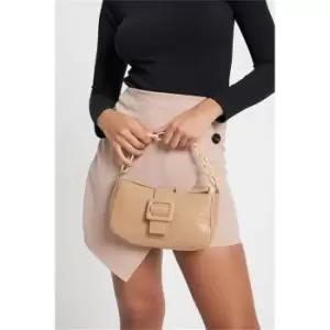 Image of I Saw It First Brown Buckle And Chain Detail Croc Shoulder Bag - Brown