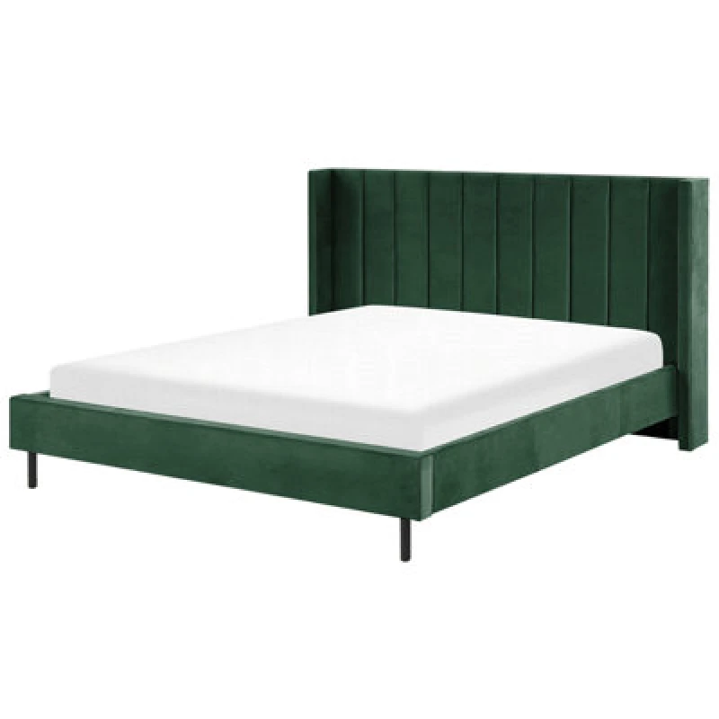 Image of Beliani Bed Velvet Villette 180 X 200 Cm (Eu Super King) Dark Green