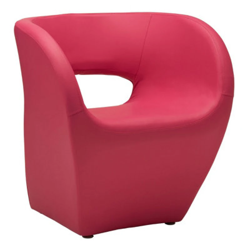 Image of Premier Housewares Hot Pink Leather Effect Chair, Backrest Bredroom Chair, Comfortable Living room Chair Pink