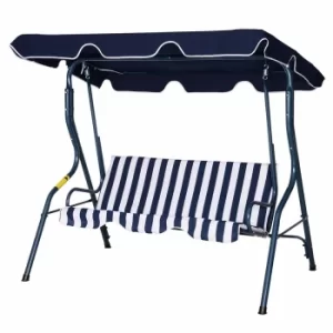Image of Alfresco Premium 3 Seater Swing Chair with Canopy, Blue