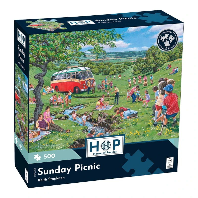 Image of The House Of Puzzles Sunday Picnic 500 Piece Jigsaw Puzzle Multicolor Unisex 500 Piece