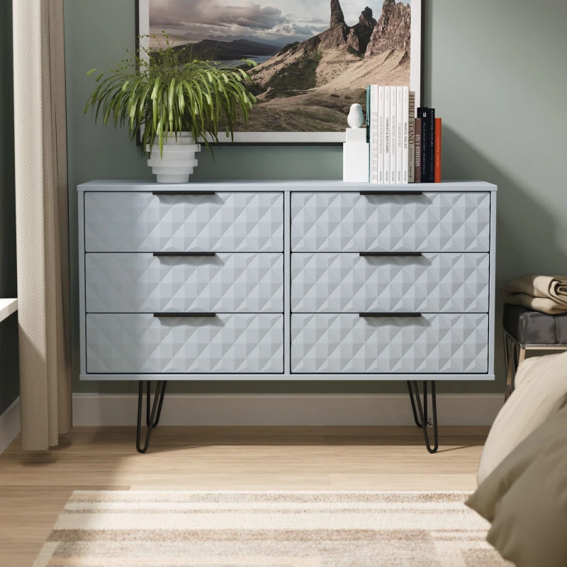 Image of Ready Assembled 2 U Islay 6 Drawer Wide Chest (Ready Assembled) in Light Blue Light Blue Unisex