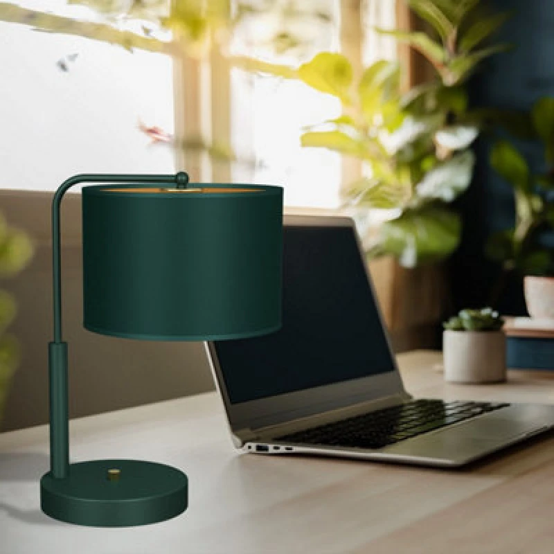 Image of Milagro Verde Table Lamp Hand Made Scandi Style Rich Green Fabric Green unisex
