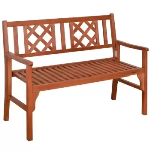 Image of Outsunny Foldable 2-Seater Patio Wooden Bench/Loveseat Chair - Brown