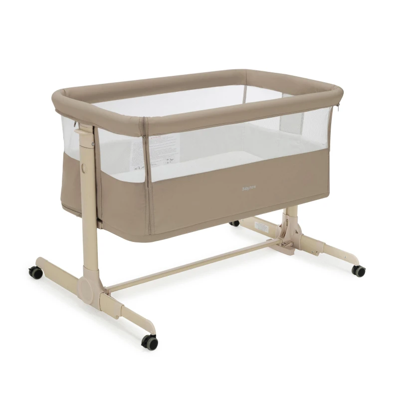 Image of Babymore Neera Bedside Crib - Khaki Khaki unisex 97x71x71