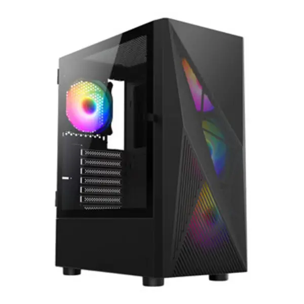 Image of Vida Tempest Black ARGB Gaming Case w/ Glass Window ATX 4x ARGB Fans