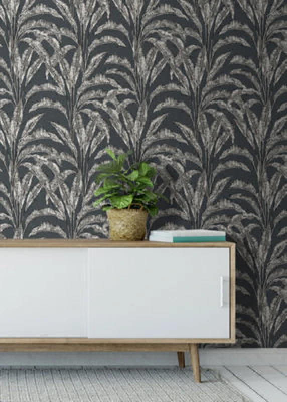 Image of Muriva Black/white Floral 3D Effect Patterned Wallpaper