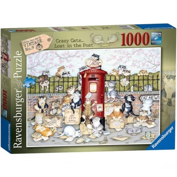 Image of Crazy Cats Vintage No. 9-Lost in The Post Jigsaw Puzzle - 1000 Pieces