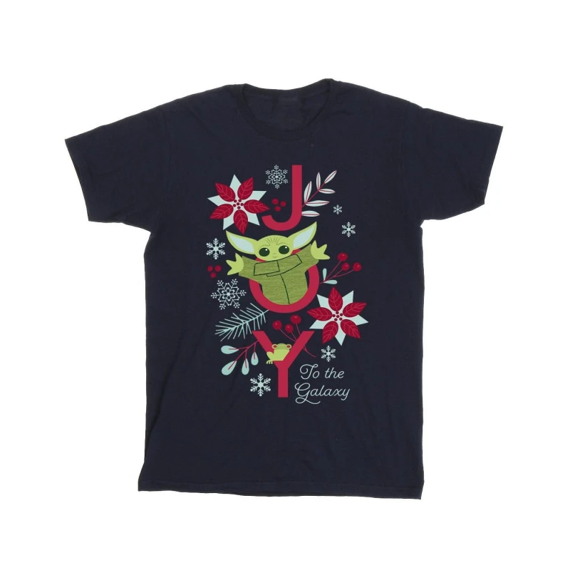Image of Star Wars Star Wars Men Joy To The Galaxy Cotton T-Shirt in Navy Size: Small Navy S Male 5063376848190