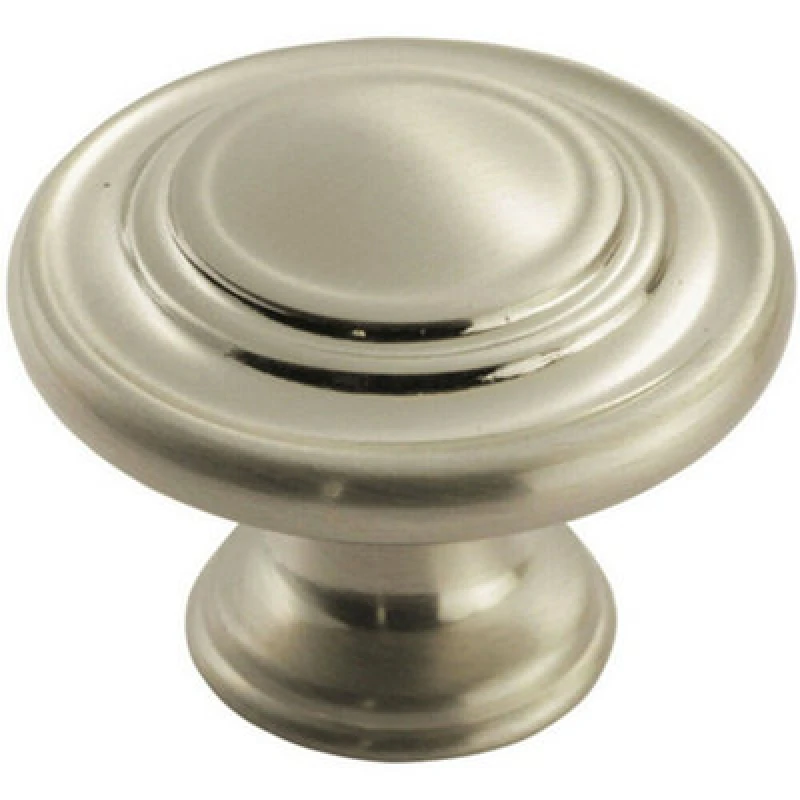 Image of Loops Round Ringed Pattern Door Knob 32mm Diameter Satin Nickel Cabinet Handle Metallics unisex
