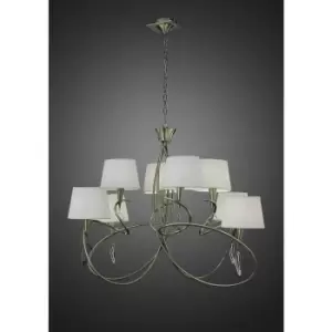 Image of Diyas - Mara 2 Tier Pendant Lamp 8 E14 Bulbs, Antique Brass with Ivory White Shade