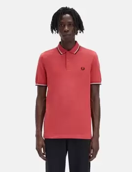 Image of Fred Perry Twin Tipped Polo Shirt - Washed Red/Snow White/Black