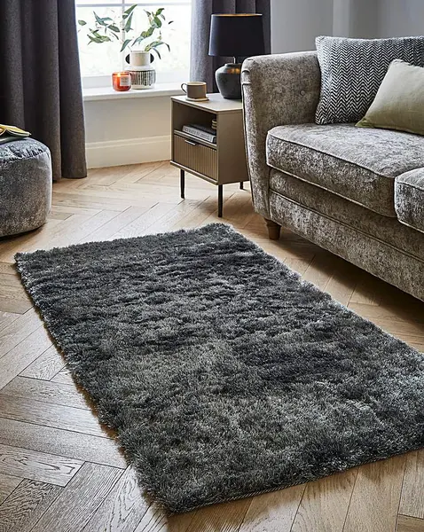 Image of Origins Shimmer Shaggy Rug Charcoal 120X170 MN97502