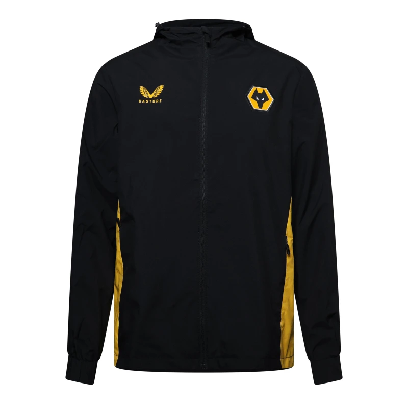 Image of Castore Castore Wlvs LwT Jkt Caviar/Old Gold male XS