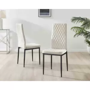 Image of Furniture Box 6X Milan Kitchen Dining Chair Cream Velvet Black Legs